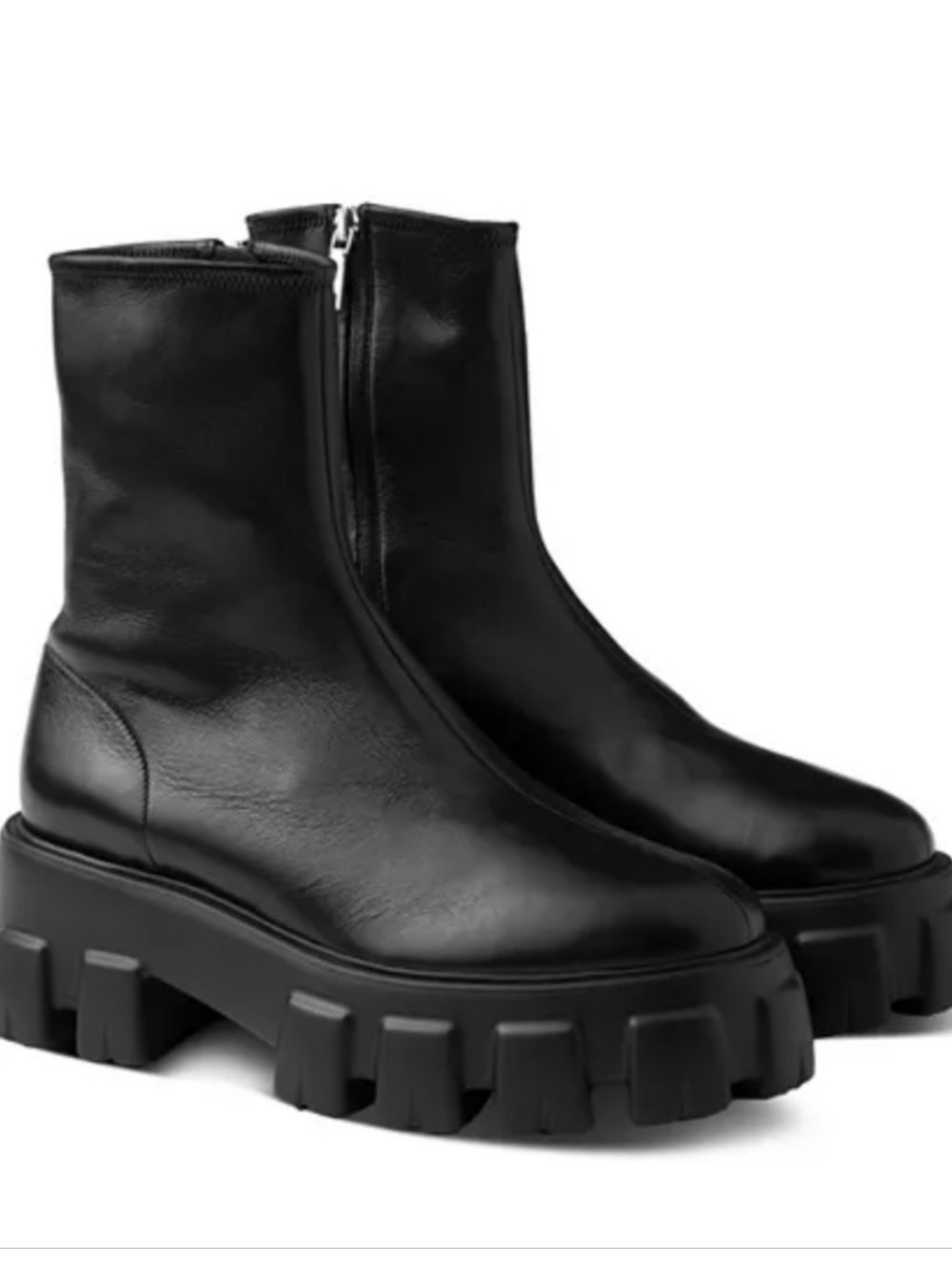 Prada Black Monolith Lug Sole Ankle Boots Size 9